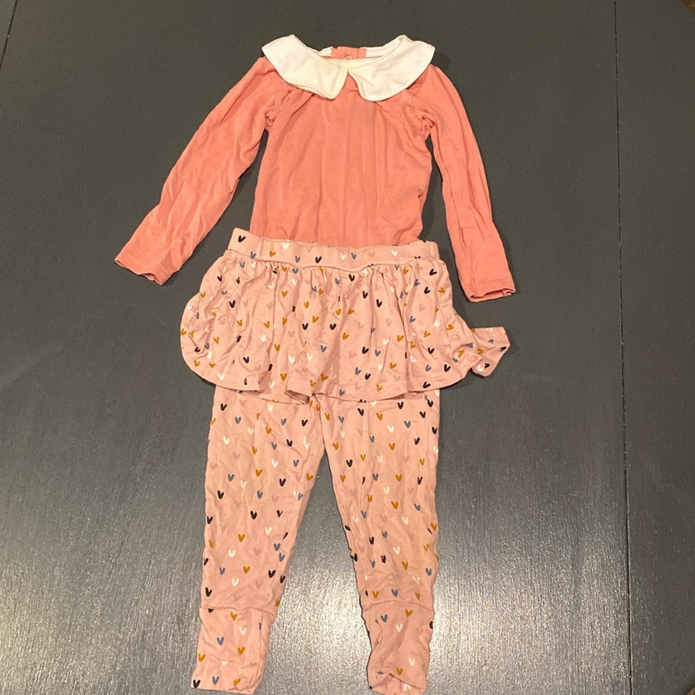 Posh Peanut Long Sleeve Bodysuit & Skirted Legging - Cassidy (Hearts) 12-18 mos
